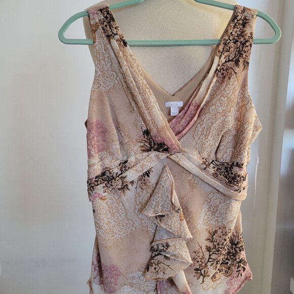 APT 9 - Y2K Halter Style Floral Boho Lace Neutral Top (Size: Large) - Picture 1 of 11